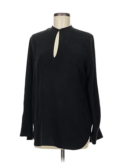 Pre-owned Everlane Long Sleeve Silk Top Black Keyhole Neckline Tops
