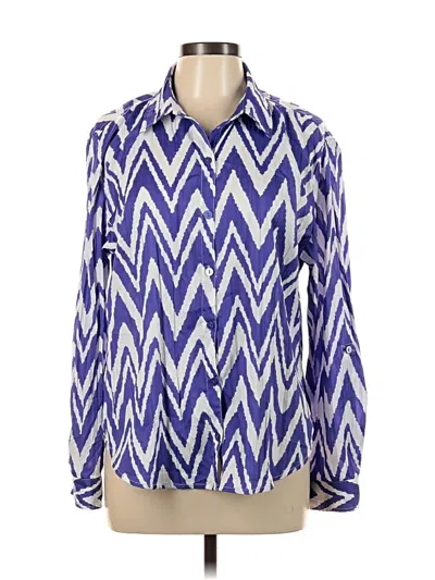 Pre-owned Chico's Long Sleeve Blouse In Blue