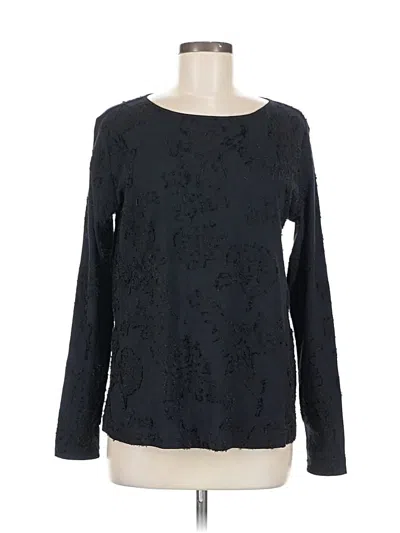 Pre-owned Ann Taylor Loft Long Sleeve Top Black Crew Neck Tops