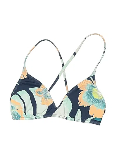 Pre-owned Roxy Swimsuit Top Blue Floral Pattern Swimwear