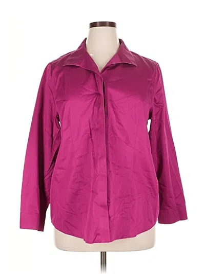 Pre-owned Chico's 3/4 Sleeve Button Down Shirt In Burgundy