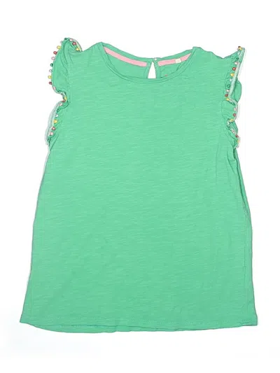 Pre-owned Mini Boden Kids' Sleeveless Top Green Ruffles Neckline Tops