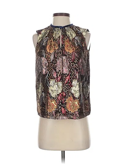 Rebecca Taylor Sleeveless Silk Top Brown Halter Neckline Tops In Brown