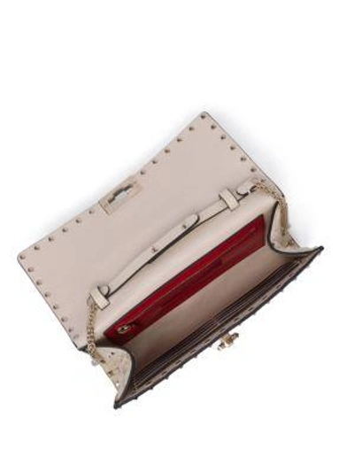 Shop Valentino Rockstud Spike Leather Shoulder Bag In Light Ivory