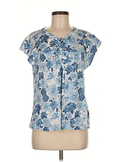 Pre-owned Lucky Brand Short Sleeve Blouse In Blue