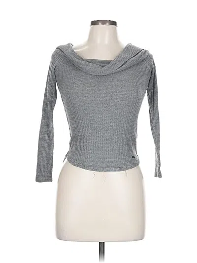 Pre-owned Hollister Long Sleeve Top Gray Off The Shoulder Neckline Tops