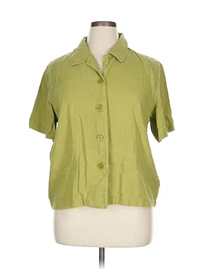 Pre-owned Jm Collection Short Sleeve Blouse In Green