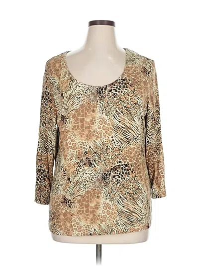 Pre-owned Chico's 3/4 Sleeve T-shirt In Brown