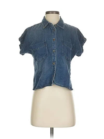Pre-owned Thread & Supply Short Sleeve Button Down Shirt In Blue