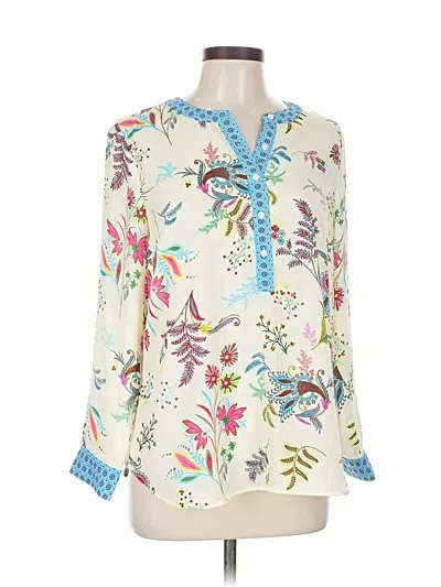 Pre-owned Talbots Long Sleeve Blouse In White