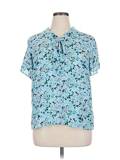 Pre-owned Talbots Short Sleeve Blouse In Blue