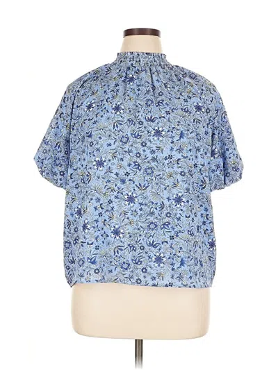 Pre-owned Ann Taylor Loft Short Sleeve Blouse In Blue