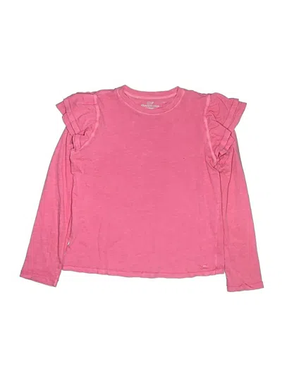 Pre-owned Vineyard Vines Kids' Long Sleeve Top Pink Ruffles Neckline Tops