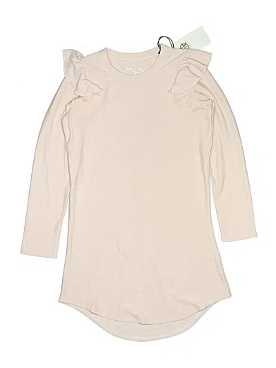 Chaser 3/4 Sleeve Top Tan Ruffles Neckline Tops In Pink