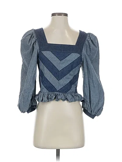 Pre-owned Love The Label 3/4 Sleeve Blouse In Blue