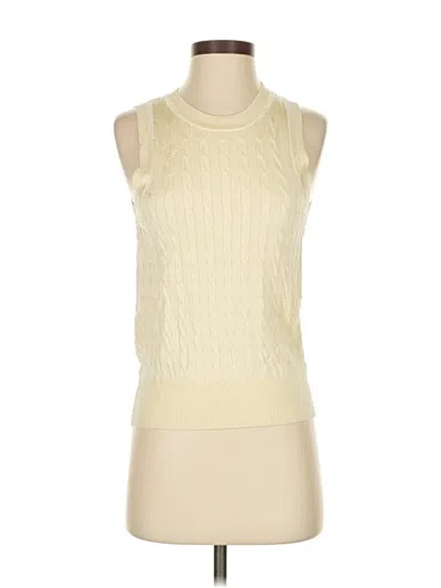 Pre-owned Elie Tahari Sleeveless Top Yellow High Neck Tops