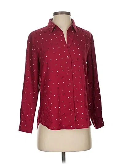 Pre-owned Uniqlo 3/4 Sleeve Button Down Shirt In Burgundy