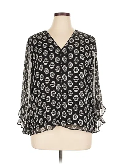 Pre-owned Ann Taylor Loft 3/4 Sleeve Blouse In Black