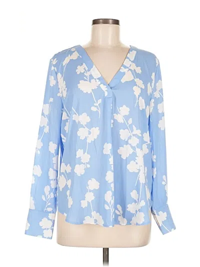 Pre-owned Ann Taylor Long Sleeve Blouse In Blue