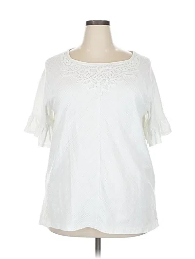 Pre-owned Suzanne Betro Short Sleeve Blouse In White