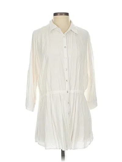 Pre-owned L*space 3/4 Sleeve Button Down Shirt In White