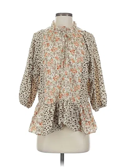 Pre-owned Umgee 3/4 Sleeve Blouse In Brown