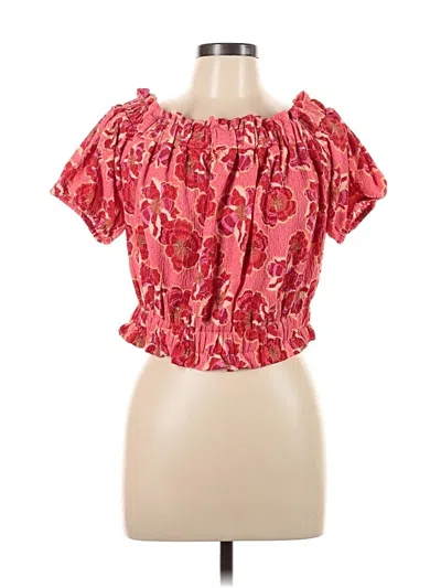 Pre-owned Ann Taylor Loft Short Sleeve Blouse In Pink