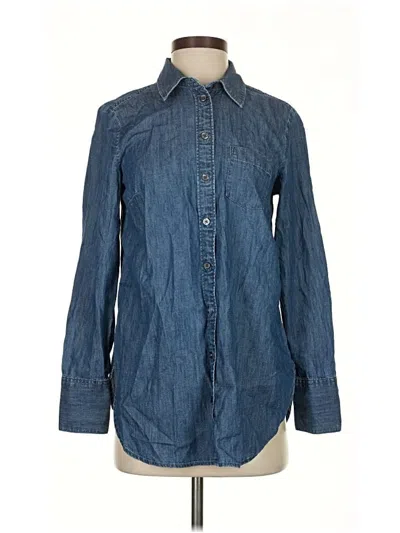 Pre-owned Talbots Long Sleeve Button Down Shirt In Blue