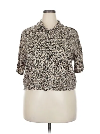 Pre-owned Forever 21 Plus Short Sleeve Blouse In Brown