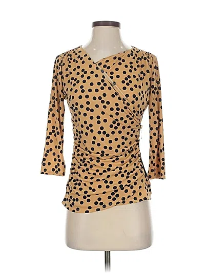 Pre-owned Ellen Tracy 3/4 Sleeve Top Gold Square Neckline Tops