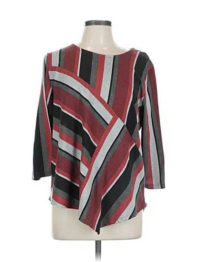 Pre-owned Alfred Dunner 3/4 Sleeve Top Gray Boatneck Tops