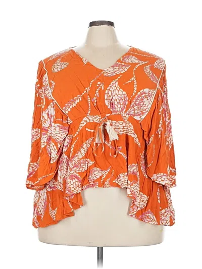 Pre-owned Maurices 3/4 Sleeve Blouse In Orange