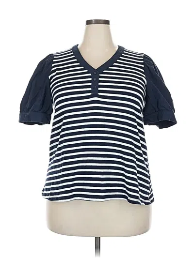 Pre-owned Cato Short Sleeve Top Blue V-neck Tops