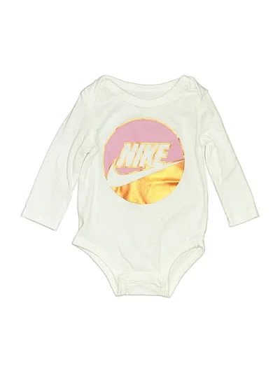 Pre-owned Nike Babies' Long Sleeve Onesie In White