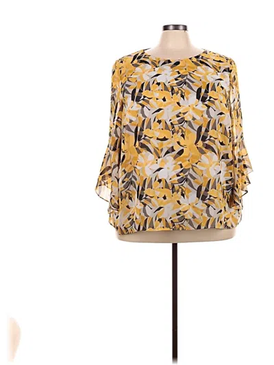 Pre-owned Kasper 3/4 Sleeve Blouse In Yellow