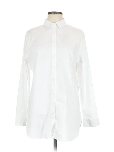 Pre-owned Chico's Long Sleeve Button Down Shirt In White
