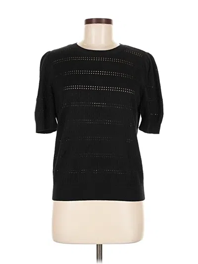 Pre-owned Ann Taylor Loft Short Sleeve Top Black Mock Neckline Tops