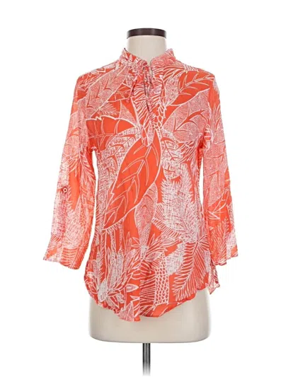 Pre-owned Chico's 3/4 Sleeve Blouse In Orange