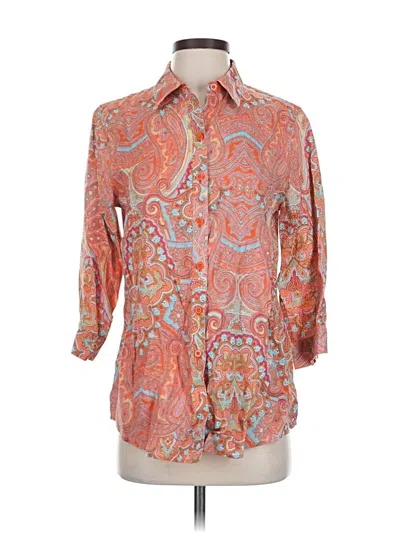 Pre-owned Chico's 3/4 Sleeve Button Down Shirt In Orange