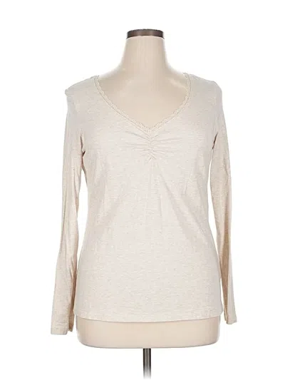 Pre-owned Lands' End Long Sleeve T-shirt In White