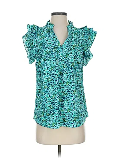 Pre-owned Unbranded Short Sleeve Blouse In Blue