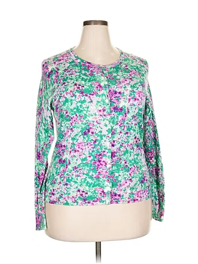 Pre-owned Lands' End Long Sleeve Blouse In Green