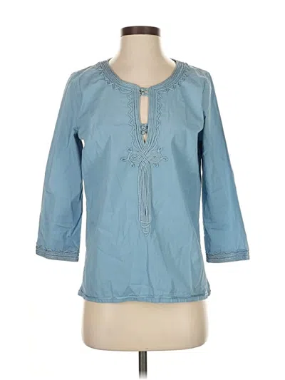 Pre-owned Calypso St Barth 3/4 Sleeve Blouse In Blue