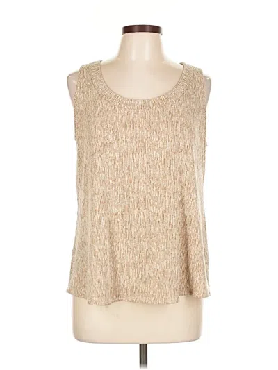 Pre-owned Purejill Tank Top Tan Cowl Neck Tops In Brown