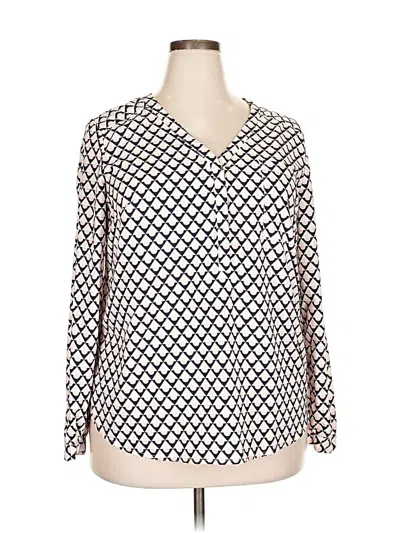 Pre-owned Merona Long Sleeve Blouse In White