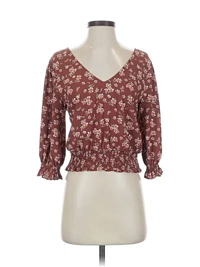 Pre-owned Nine Britton 3/4 Sleeve Blouse In Brown