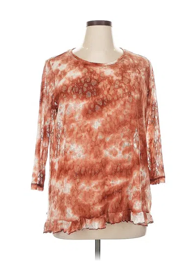 Pre-owned Logo By Lori Goldstein 3/4 Sleeve Blouse In Orange