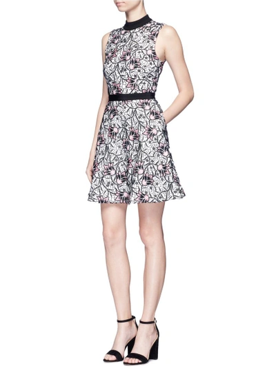 Shop Self-portrait 'nightshade' Floral Guipure Lace Flared Midi Dress