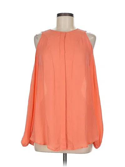 Pre-owned Tamara Mellon Sleeveless Silk Top Orange Cold Shoulder Neckline Tops