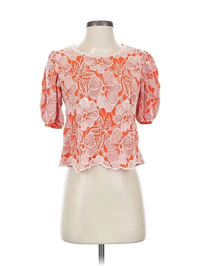 Pre-owned Solitaire Short Sleeve Blouse In Orange